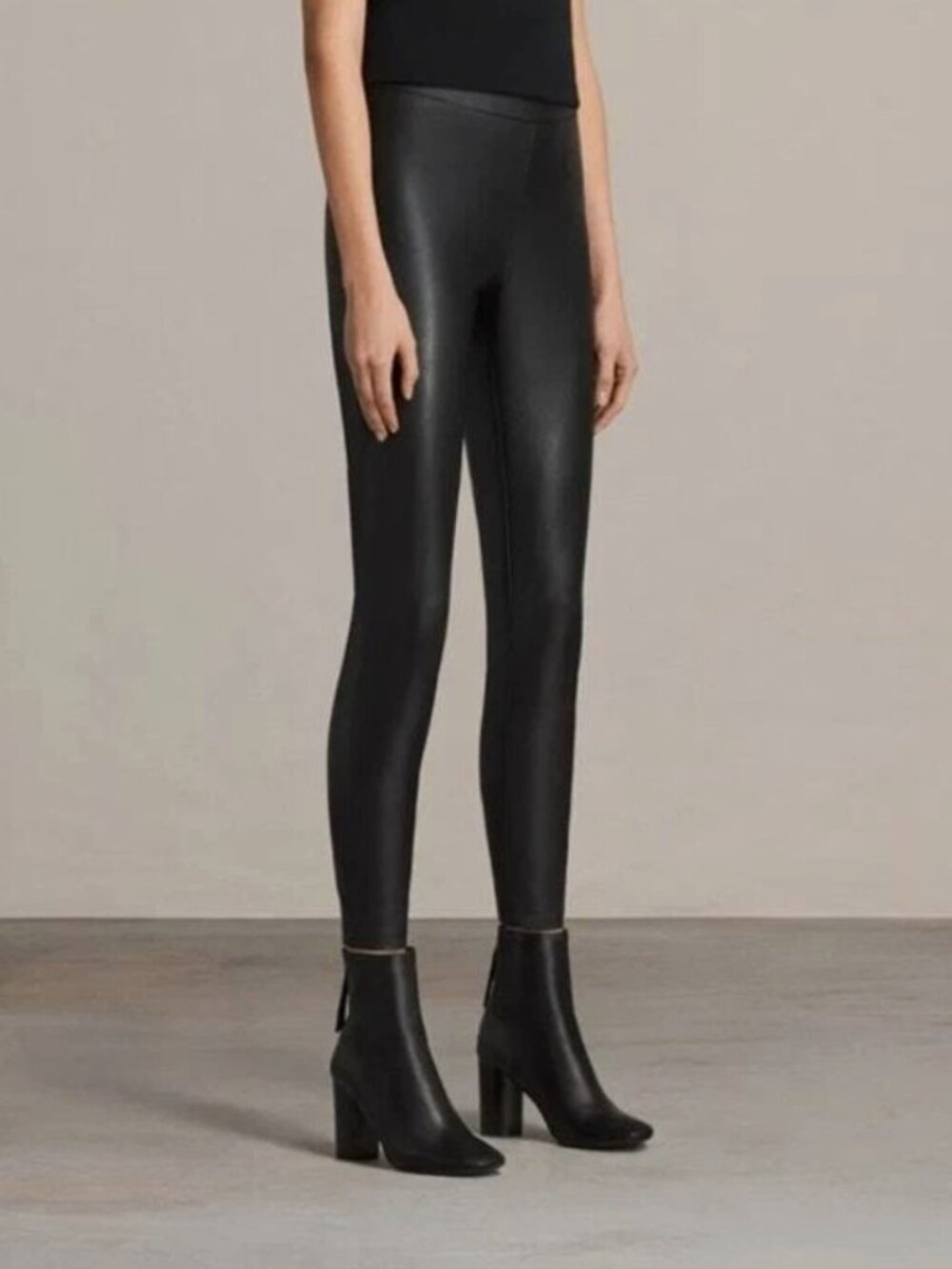 ALLSAINTS Isla Faux Leather Black Leggings 10